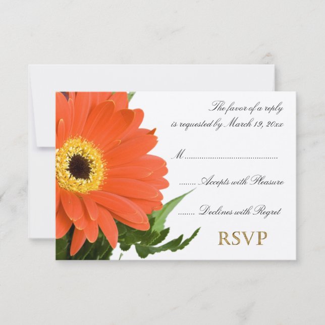 Orange Gerber Wedding RSVP Card (Front)