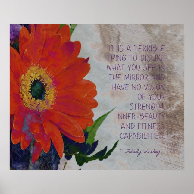Orange Gerbera Daisy and Inner-Beauty Poster (Front)