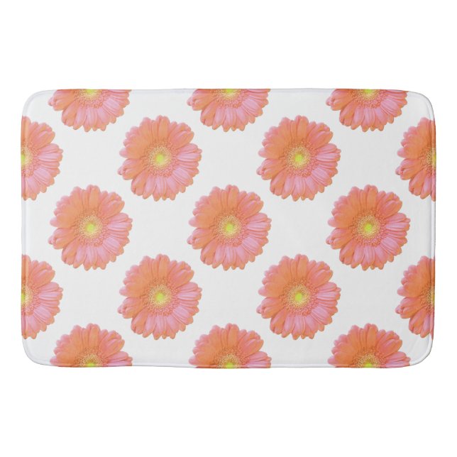 Orange gerbera daisy bathroom mat (Front)