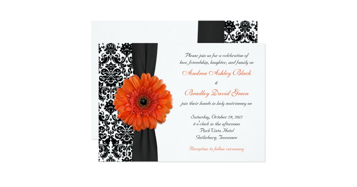 Orange Gerber Daisy Wedding Invitations 7