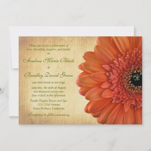 Orange Gerbera Wedding Invitation