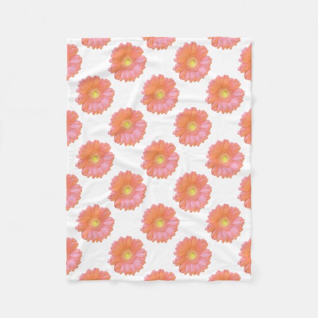 Orange gerbera daisy fleece blanket (Front)
