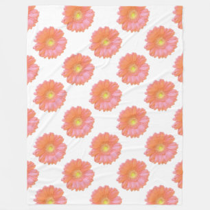 Orange gerbera daisy fleece blanket