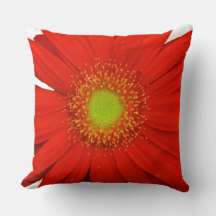 Orange Gerbera Daisy Flower Throw Pillow