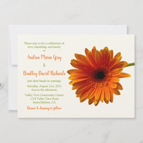 Orange Gerbera Daisy Wedding Invitation