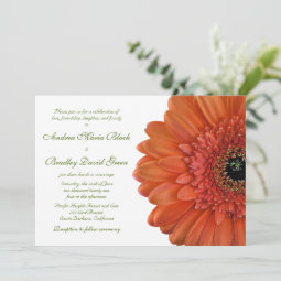 Orange Gerbera Daisy Flower Wedding Invitation | Zazzle