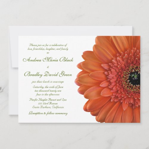 Orange Gerbera Wedding Invitation