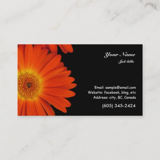 Customizable orange gerbera daisy flowers business card templates