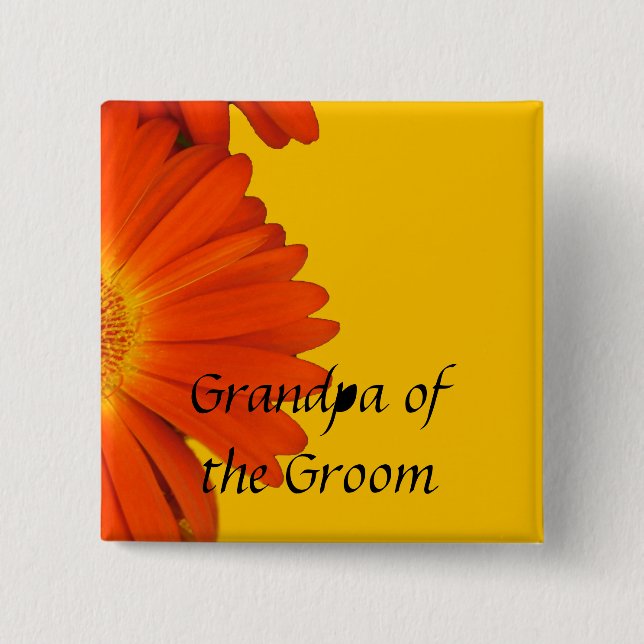 orange gerbera daisy flowers buttons. pinback button (Front)