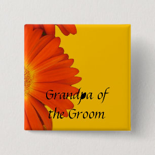orange gerbera daisy flowers buttons. pinback button