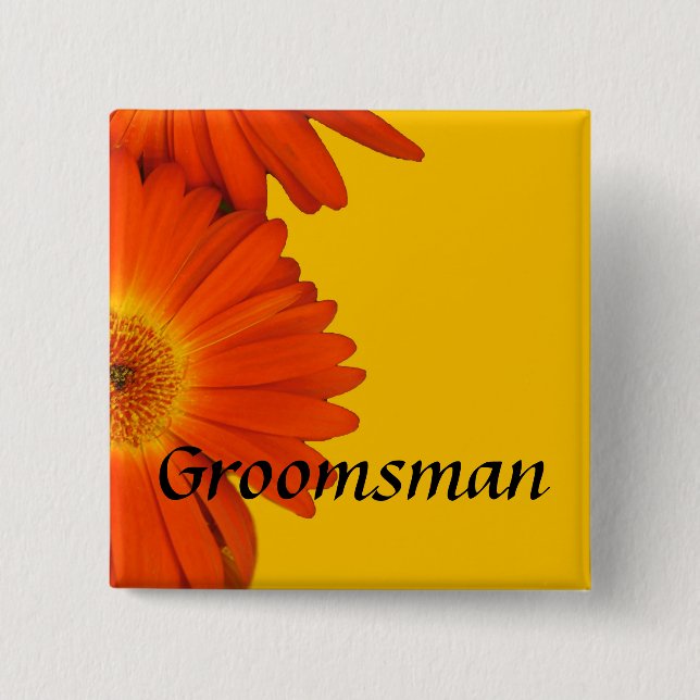 orange gerbera daisy flowers buttons. pinback button (Front)
