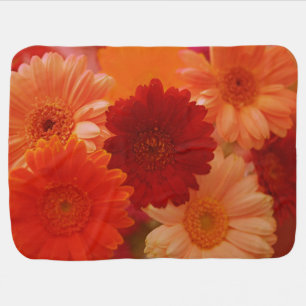 Orange Gerbera Daisy Flowers Cozy Fleece Blanket 