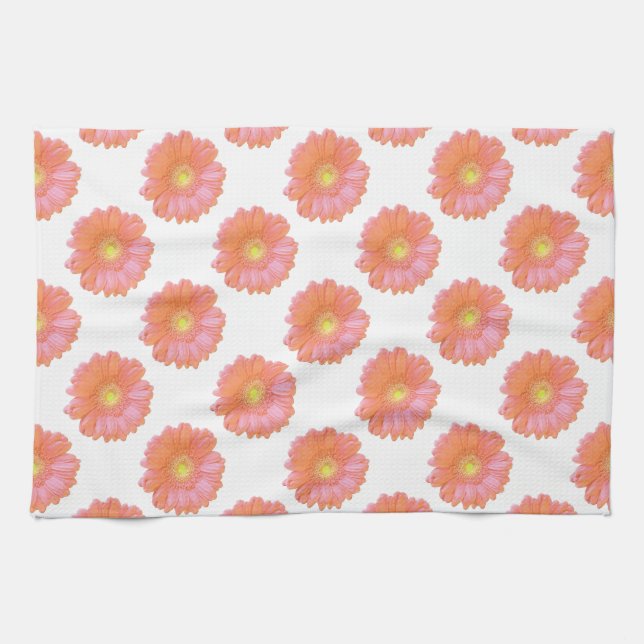 Orange gerbera daisy kitchen towel (Horizontal)