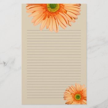 Orange Gerbera Daisy Lined Personal Writing Paper by pamdicar at Zazzle