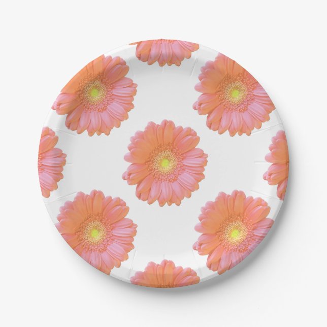 Orange gerbera daisy paper plates (Front)