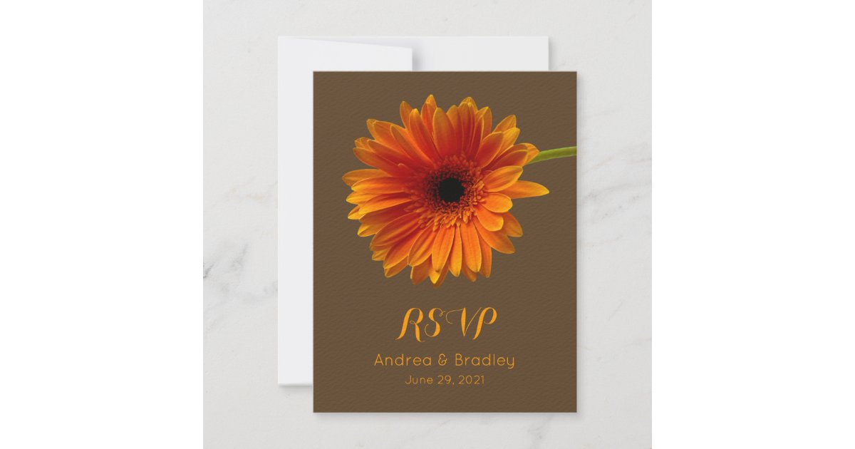 Orange Gerbera Daisy Response Card Zazzle