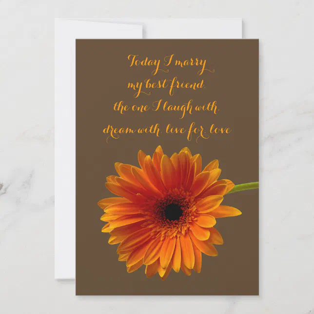 Orange Gerbera Daisy Wedding Invitation - Brown | Zazzle