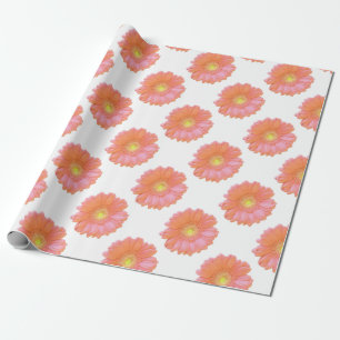 Orange gerbera daisy wrapping paper