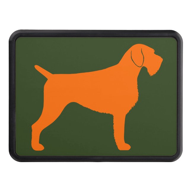 Orange German Wirehaired Pointer Silhouette Hitch Cover (Front)