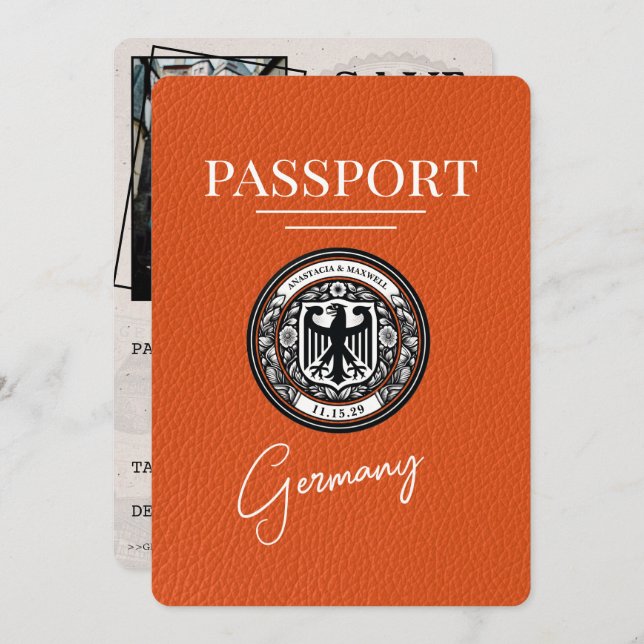 Orange Germany Passport Save The Date (Front/Back)