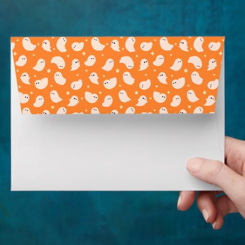 Orange Ghost Doodle Pattern Envelope