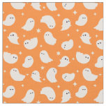Orange Ghost Doodle Pattern Fabric