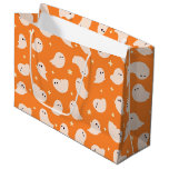 Orange Ghost Doodle Pattern Large Gift Bag