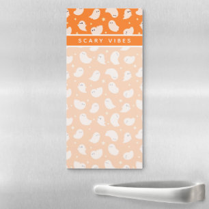 Orange Ghost Doodle Pattern Magnetic Notepad