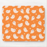 Orange Ghost Doodle Pattern Mouse Pad