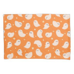 Orange Ghost Doodle Pattern Pillow Case