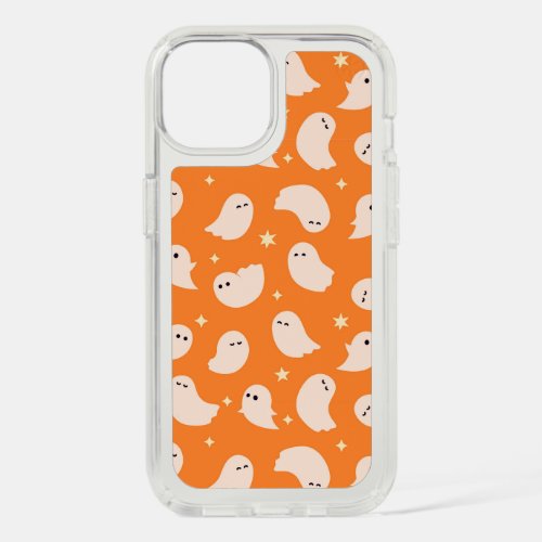 Orange Ghost Doodle Pattern iPhone 15 Case