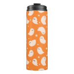 Orange Ghost Doodle Pattern Thermal Tumbler