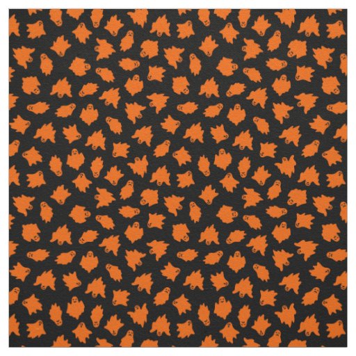 Orange Ghost Happy Halloween Modern Fabric