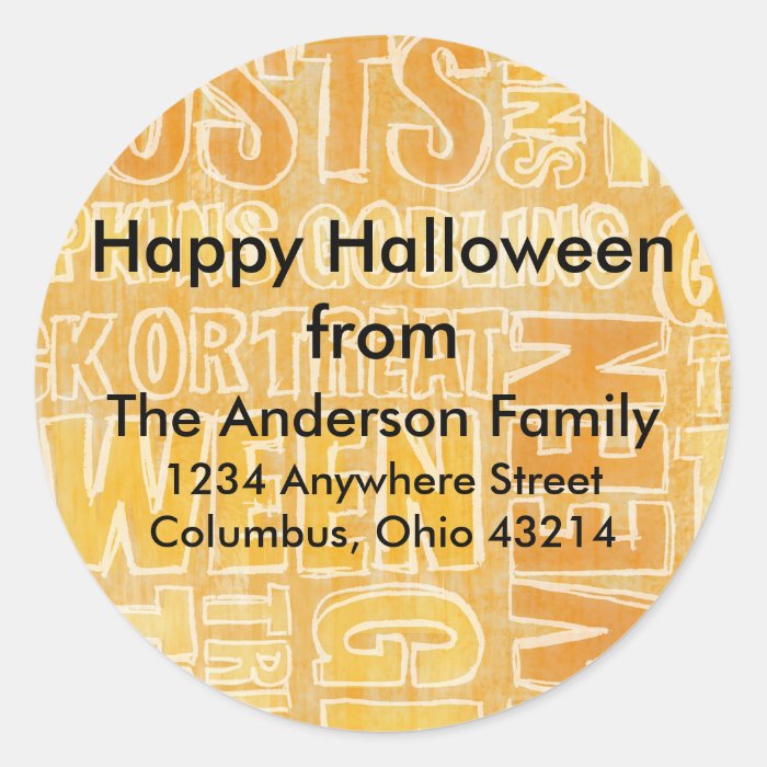 Orange Ghosts & Goblins Halloween Address Labels Round Sticker