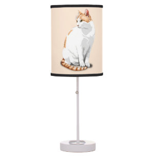 Orange Ginger and White Cat Customizeable Table Lamp