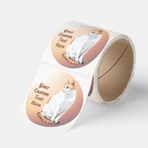 Orange Ginger and White Cat Personalized Classic Round Sticker