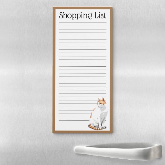Orange Ginger and White Cat  Personalized Magnetic Notepad (In Situ)