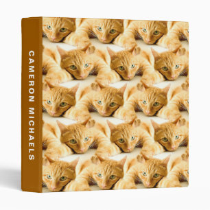 Orange Ginger Cat Pattern Add Your Name 3 Ring Binder