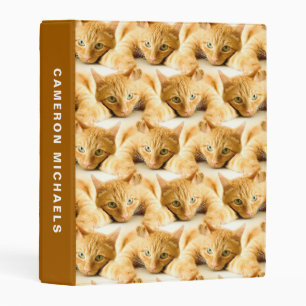 Orange Ginger Cat Pattern   Add Your Name Mini Binder