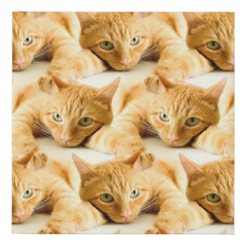 Orange Ginger Cat Pattern Faux Canvas Print