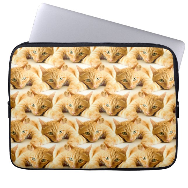 Orange Ginger Cat Pattern Laptop Sleeve (Front)