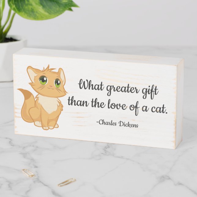 Orange Ginger Cat Wood Box Sign (In Situ Horizontal)