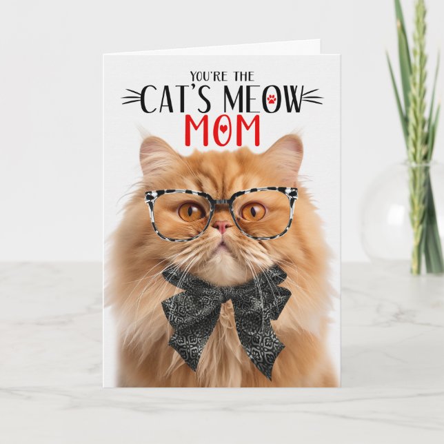 Orange Ginger Persian Cat for Mom on Mother's Day Holiday Card (Front)
