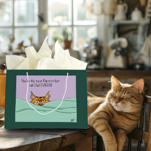 Orange Ginger Purple Cute Cat Dad Father’s Day Large Gift Bag