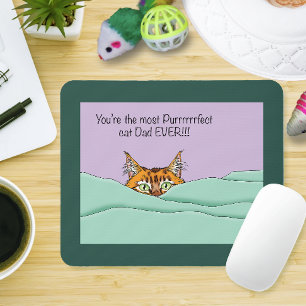 Orange Ginger Purple Cute Cat Dad Father’s Day Mouse Pad