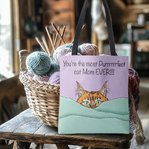 Orange Ginger Purple Cute Cat Mom Mother’s Day Tote Bag