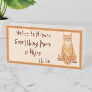 Orange Ginger Tabby Cat Funny Personalized Wooden Box Sign