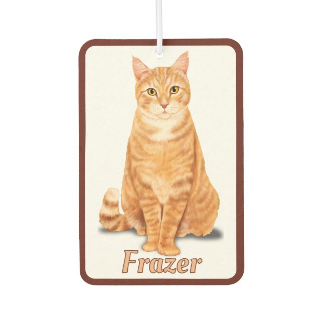 Orange Ginger Tabby Cat Personalized  Air Freshener (Front)