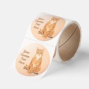 Orange Ginger Tabby Cat Personalized Classic Round Sticker