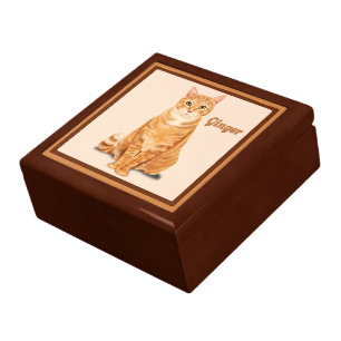 Orange Ginger Tabby Cat Personalized Keepsake Box